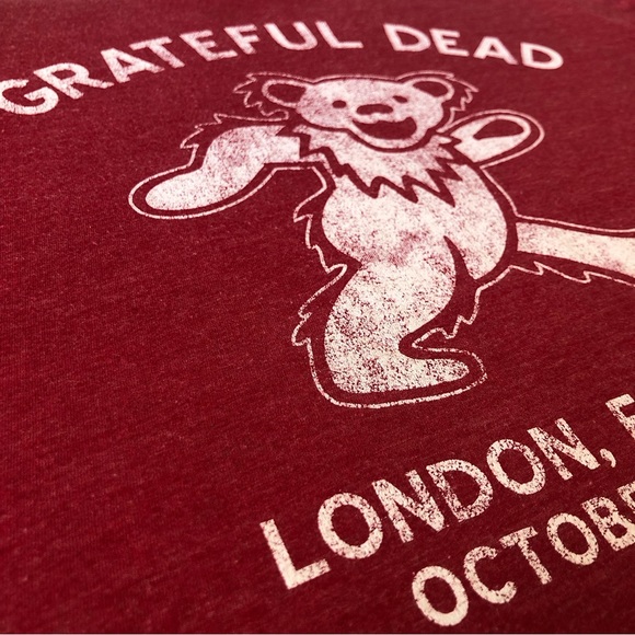 [vintage] Grateful Dead London, England 1990 Heather Red Distressed T-Shirt - Picture 10 of 12